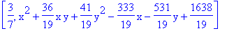 [3/7, x^2+36/19*x*y+41/19*y^2-333/19*x-531/19*y+1638/19]